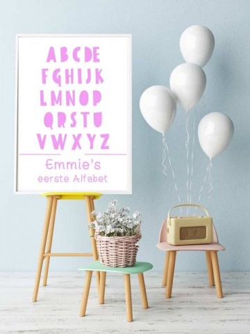 Alfabet poster met naam kinderkamerposter