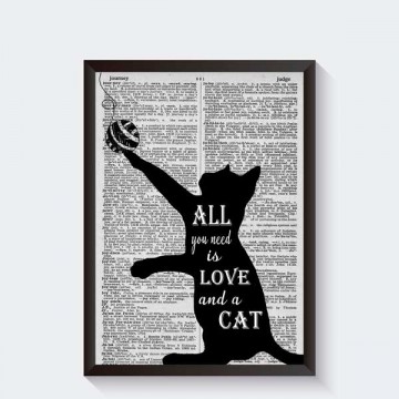 All you need is love and a cat krant frame zwart