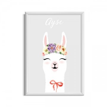Alpaca kinderkamer poster met naam