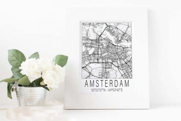 Amsterdam stad poster plattegrond eigen tekst