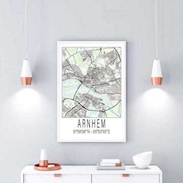 Arnhem stadskaart poster eigen tekst kleur