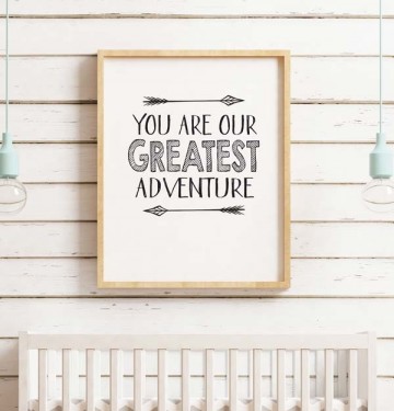 Babykamer decoratie poster met tekst you are our greatest adventure