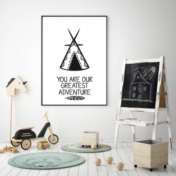 Babykamer poster met tekst zwart wit you are our greatest adventure