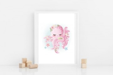 Babykamer poster octopus meisje