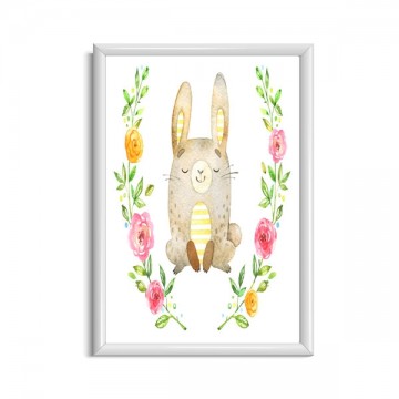 Babyposter konijn met waterverf kleuren