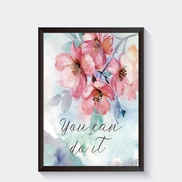 Boho bloemen poster met tekst you can do it