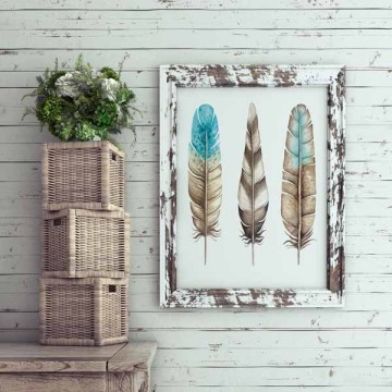 Boho poster ethnisch veren poster aqua