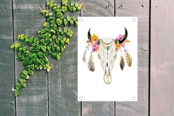 Boho schedel tuin poster met veren