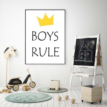 Boys rule poster frame wit kinderkamer