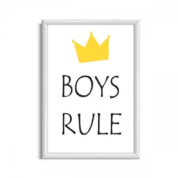 Boys rule poster frame wit