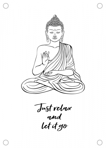 Buddha tuinposter met tekst
