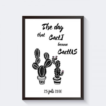 Cactus quote poster met datum start relatie