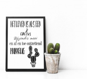 Cactus quote tekstposter zwart wit