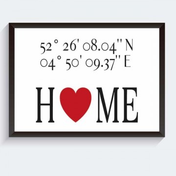 Coordinaten poster home gepersonaliseerd