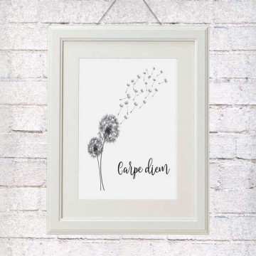 Dandelion met tekst hangend frame