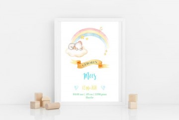 Dieren geboorteposter olifant jongen