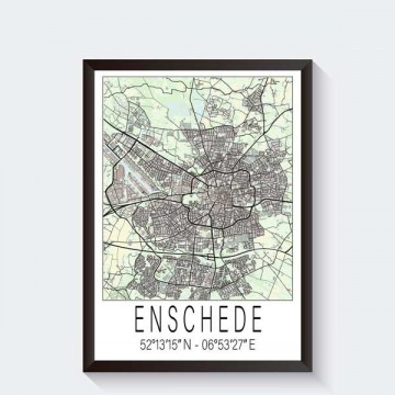 Enschede stad plattegrond poster industrieel