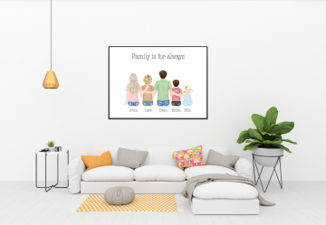 Familieposter met bank
