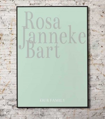 Familieposter met namen gepersonaliseerd