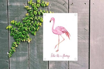 Flamingo tuinposter met tekst