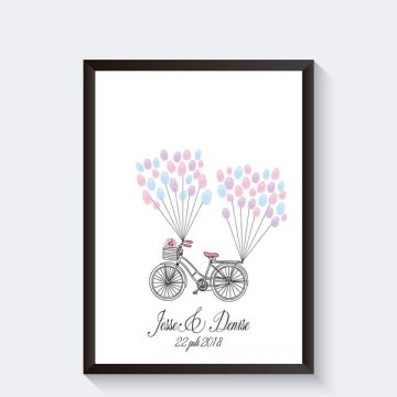 Gastenboek met vingerprint bruiloft met fiets