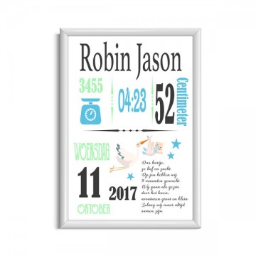 Geboortekado poster kraamcadeau jongen