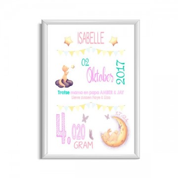 Geboorteposter bosdieren jongen en meisje kraamcadeau