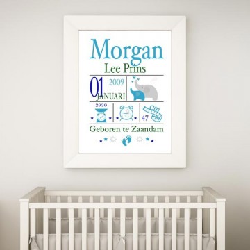 Geboorteposter jongen dieren olifant