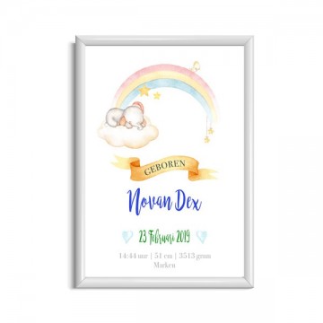 Geboorteposter jongen met olifantje