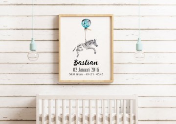 Geboorteposter kopen zebra jongen meisje