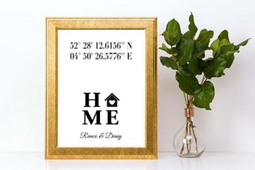 Gepersonaliseerde coordinaten familie tekst poster home