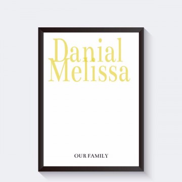 Gepersonaliseerde poster met namen familie