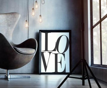 Grafische poster zwart wit met tekst love