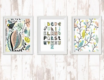 Grafische vogels print set