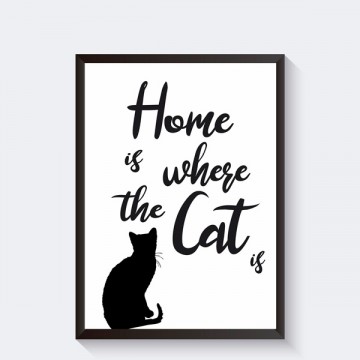 Home is where the cat is frame zwart