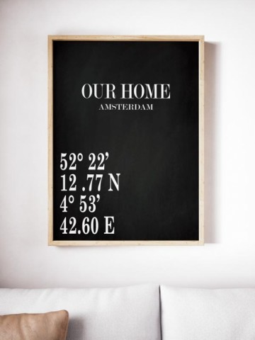 Home plaatsnaam en coordinaten frame bij bank