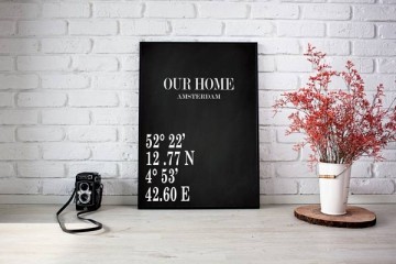 Home plaatsnaam en coordinaten frame tafel