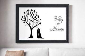 Huwelijksaanzoek zwart wit poster met namen gepersonaliseerd