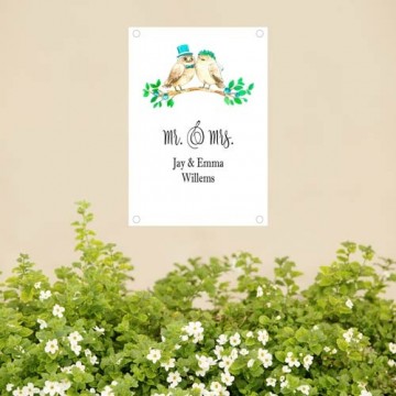 Huwelijksbanner spandoek tuin