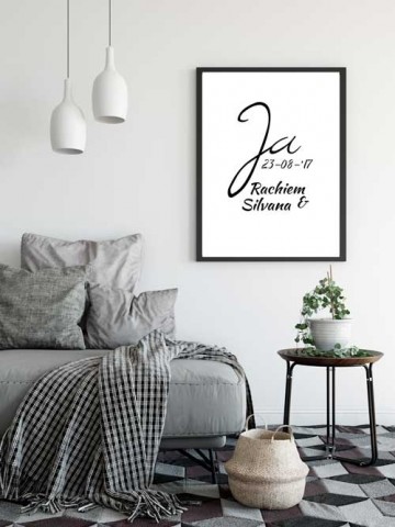 Huwelijkscadeau gepersonaliseerde poster ja met namen