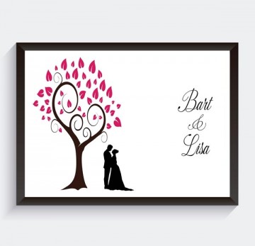 Huwelijkskado poster met namen bruid en bruidegom gepersonaliseerd