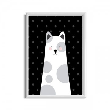 Ijsbeer kinderposter zwart wit met stippen