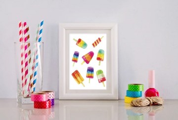 Ijsjes kinderkamer poster aquarel kleuren