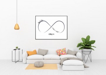 Infinity cadeau gepersonaliseerde poster met coordinaten namen