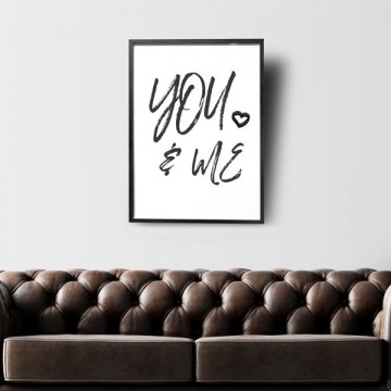 Interieurposter liefde you and me zwart wit