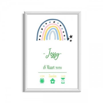 Jongen geboorteposter regenboog bestellen