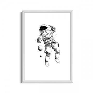 Kinderkamer poster astronaut zwart wit