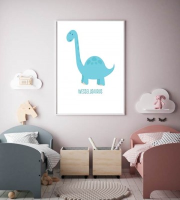 Kinderkamer poster dinosaurus met naam gepersonaliseerd