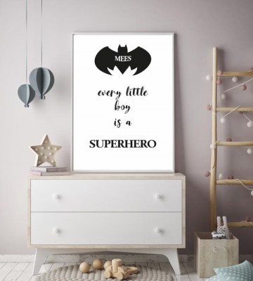 Kinderkamer poster superheld met naam gepersonaliseerd