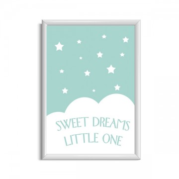 Kinderkamer poster wolk en sterren met tekst sweet dreams